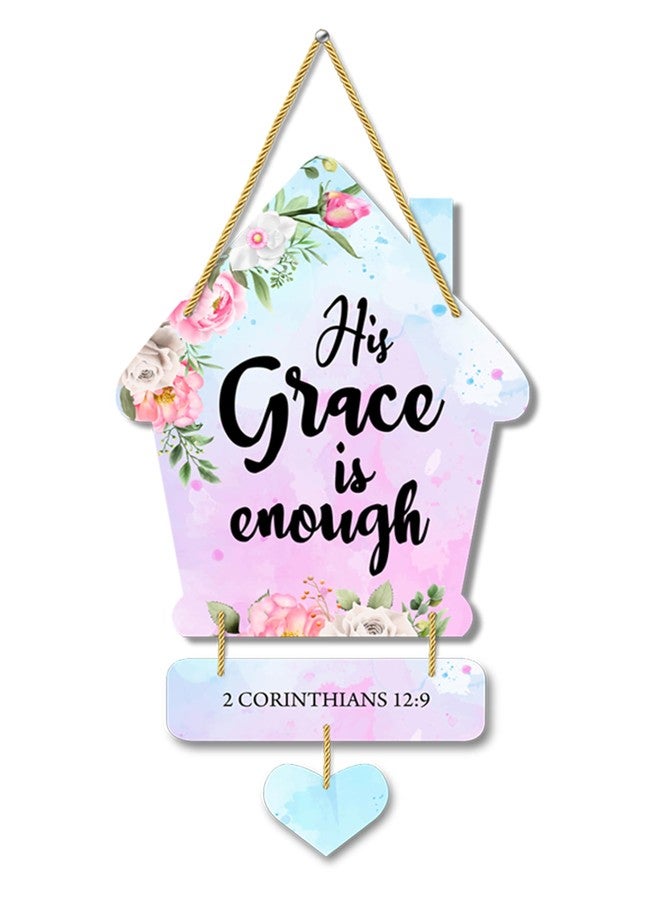 AR Creative His Grace Is Enough - Bible Verse Wall Hanging For Home Decoration, Bible Quotes MDF Wooden Wall Art, Bible Verse, Home, Office Decor, Wall Wood Hanger (21 inch x 8 inch) - Image 1